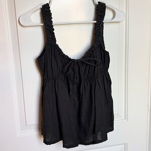 WeWoreWhat Black Ruffled Strap Women's Tank Top